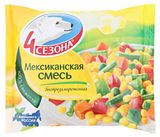 Изображение товара Овощная смесь «4 Сезона» Мексиканская кукуруза морковь зеленый горошек болгарский перец фасоль стручковая замороженная, 400 г