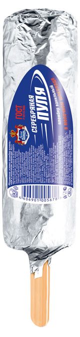 Изображение товара Мороженое пломбир «Русский Холодъ» Серебряная пуля эскимо в шоколаде БЗМЖ, 80 г