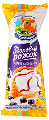 Изображение товара Мороженое «Коровка из Кореновки» пломбир ванильный с черной смородиной 15% БЗМЖ, 120 г