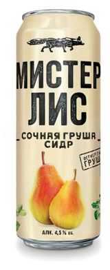 Изображение товара Сидр «Мистер Лис» Сочная Груша сладкий газированный 4,5%, 430 мл