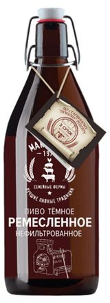 Изображение товара Пиво «Афанасий» Ремесленное темное нефильтрованное 4,5%, 1 л