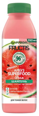 Изображение товара Шампунь для волос Garnier Fructis Superfood Арбуз объем для тонких волос Италия, 350 мл