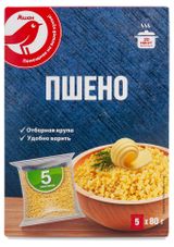 Изображение товара Пшено АШАН Красная птица для варки в пакетиках, 5х80 г