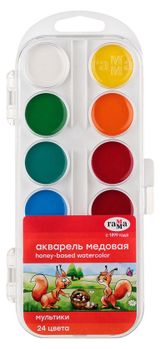 Изображение товара Акварель «Гамма» Мультики медовая, 24 цвета