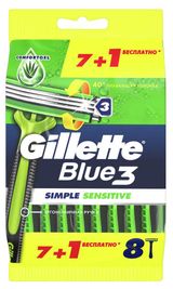 Изображение товара Gillette Blue 3 Simple Sensetive Бритвы одноразовые, 8 шт
