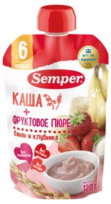 Изображение товара Пюре Semper Банан клубника с 6 мес., 120 г