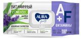 Изображение товара Влажные салфетки с антибактериальным эффектом Aura Family big-pack с крышкой, 180 шт