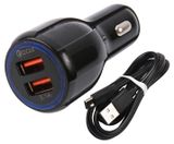 Изображение товара Автомобильное зарядное устройство mObility AC-17 2USB QC 3.0, 18W+кабель Type-C черное