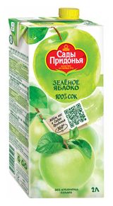 Изображение товара Сок «Сады Придонья» Зеленое яблоко без добавления сахара, 2 л