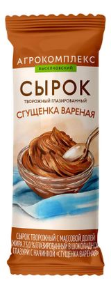 Изображение товара Сырок творожный «Агрокомплекс Выселковский» глазированный в шоколадной глазури с вареной сгущенкой 26% БЗМЖ, 40 г