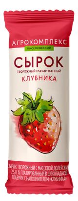 Изображение товара Сырок творожный «Агрокомплекс Выселковский» глазированный в шоколадной глазури с клубникой 26% БЗМЖ, 40 г