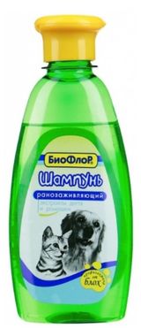 Изображение товара Шампунь для кошек и собак «БиоФлор» Ранозаживляющий с экстрактами дегтя и ромашки, 245 мл