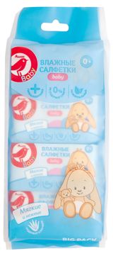 Изображение товара Влажные салфетки АШАН Красная птица Baby, 8х8 шт