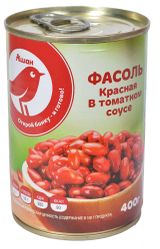 Изображение товара Фасоль красная АШАН Красная птица в томатном соусе, 400 г