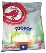 Изображение товара Творог рассыпчатый АШАН Красная птица 9% ГОСТ БЗМЖ, 300 г
