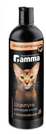 Изображение товара Шампунь для кошек и котят Gamma антипаразитарный с экстрактом трав, 250 мл