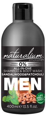 Изображение товара Гель-шампунь для волос и тела мужской Naturalium Сандаловое дерево и Пачули, 400 мл