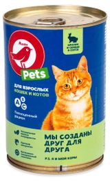 Изображение товара Корм влажный для кошек АШАН Красная птица кролик и сердце в соусе, 420 г