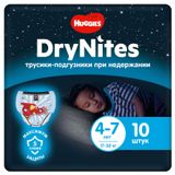 Изображение товара Трусики-подгузники Huggies DryNites для мальчиков 4-7 лет (17-30 кг), 10 шт