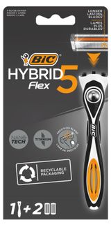 Изображение товара Бритва мужская, BIC Hybrid 5 Flex 1 ручка и 2 сменные кассеты Греция