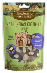 Изображение товара Лакомство для собак мелких пород «Деревенские лакомства» Кальциевая косточка с уткой, 55 г