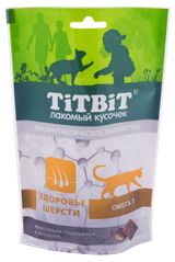 Изображение товара Лакомство для кошек TiTBiT Хрустящие подушечки с лососем для здоровья шерсти, 60 г