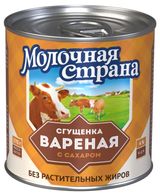 Изображение товара Сгущенка вареная «Молочная страна» с сахаром без растительных жиров 4% БЗМЖ, 370 г