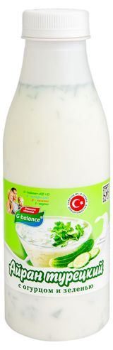 Изображение товара Напиток кисломолочный Айран G-balance Турецкий с огурцом и зеленью 1,8% БЗМЖ, 500 мл