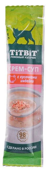 Изображение товара Лакомство для кошек TiTBiT Крем-суп с кусочками индейки, 10 г