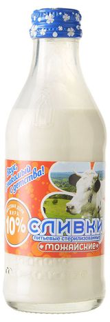 Изображение товара Сливки стерилизованные питьевые «Можайские» нормализованные 10% ГОСТ БЗМЖ, 0,2 л