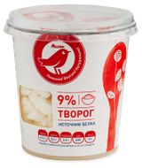 Изображение товара Творог рассыпчатый АШАН Красная птица 9% БЗМЖ, 220 г