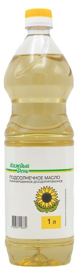 Изображение товара Масло подсолнечное «Каждый день» рафинированное дезодорированное, 1 л