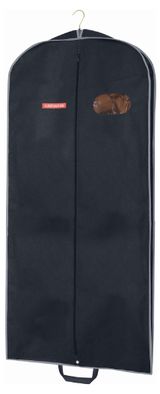 Изображение товара Чехол для одежды Hausmann с овальным окном и ручками объемный черный, 60х140х10 см
