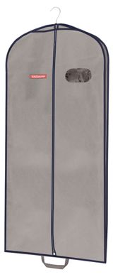 Изображение товара Чехол для одежды Hausmann с овальным окном и ручками объемный серый, 60х140х10 см