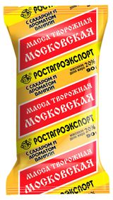 Изображение товара Масса творожная «РостАгроЭкспорт» Московская с ванилью брикет 20% БЗМЖ, 90 г