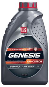 Изображение товара Масло моторное «Лукойл» Genesis Armortech 5W40 синтетическое, 1 л