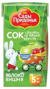 Изображение товара Сок «Сады Придонья» Яблоко вишня с 5 месяцев, 125 мл