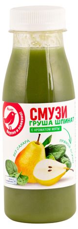 Изображение товара Смузи АШАН Красная птица со вкусом груша шпинат с ароматом мяты, 250 мл