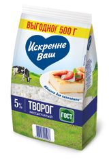 Изображение товара Творог рассыпчатый «Искренне Ваш» 5% БЗМЖ, 500 г