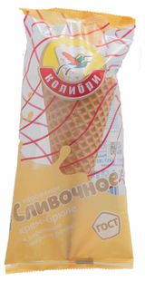 Изображение товара Мороженое пломбир «КоЛибри» Крем-брюле в сахарном рожке 12% БЗМЖ, 90 г