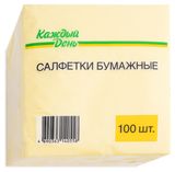 Изображение товара Салфетки бумажные «Каждый день» однослойные желтые, 100 шт