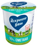 Изображение товара Сметана «Искренне Ваш» 10% БЗМЖ, 300 г