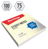 Изображение товара Самоклеящийся блок Berlingo Ultra Sticky 75x75 мм 4 пастельных цвета, 100 л