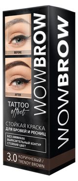 Изображение товара Краска для бровей и ресниц Fara Wow Brow Trendy brown Коричневый тон 3.0 с эффектом татуажа, 30 мл