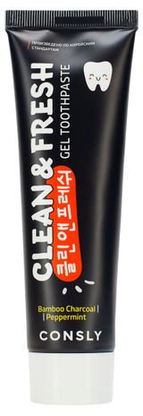 Изображение товара Зубная паста CONSLY Clean&Fresh гелевая с бамбуковым углем и перечной мятой, 105 мл