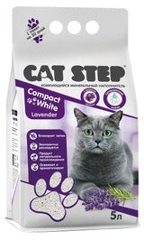 Изображение товара Наполнитель для кошачьего туалета Cat Step Compact White Lavеnder комкующийся минеральный, 5 л