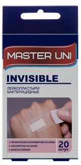 Изображение товара Лейкопластырь Master Uni бактерицидный на прозрачной полимерной основе, 20 шт