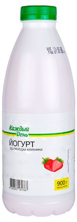 Изображение товара Йогурт питьевой «Каждый день» клубничный 1,5%, 900 г