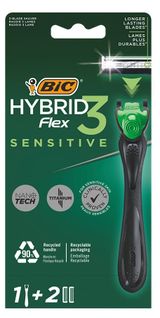 Изображение товара Бритва мужская BIC Flex 3 Hybrid Sensitive 1 ручка и 2 сменные кассеты Греция