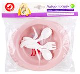 Изображение товара Тарелка АШАН Красная птица детская со столовыми приборами, 1 шт в ассортименте